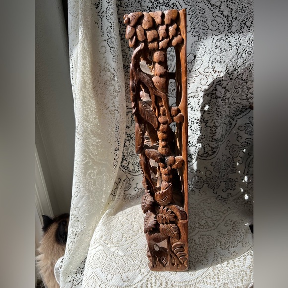 Vintage Balinese Carved Wood Sculptural Wall Panel Rama Sita - Picture 14 of 17